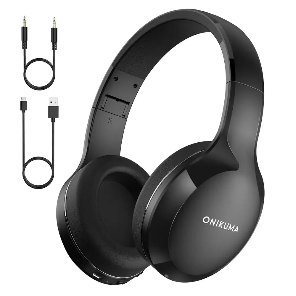 KYCXD bluetooth earphone 5.0 with heavy bass headphones foldable and portable sports games 3D stereo sound for iphone xiaomi - Color: Black