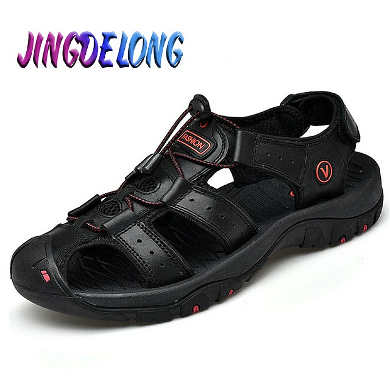 Summer Mens Sandals Genuine Leather Breathable Soft Mens Beach Sandals Luxury Handmade Sandals Roman Platform Outdoor Slippers