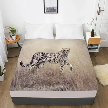 

3D Fitted Sheet Bed Mattress Fitted Cover Custom Design Bed Linens Sheets Bedsheet 200x200 Animal Leopard Printed Bedding