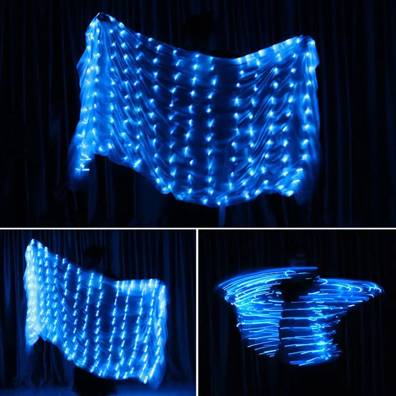 

Hot! Belly Dance Scarf Silk Dance Hand Glow Light Performance Prop Belly Dance LED Hand Throw Scarf