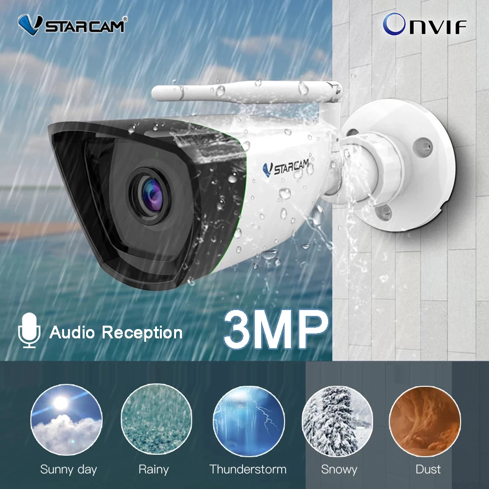 Vstarcam 3MP 1080P IP Камера открытый пуля Wi Fi IP66 Водонепроницаемый AI в виде человечков для