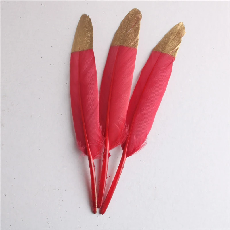 Золото окунутые черные утиные перья гусиные перья для поделок 10-15 см/4-6 дюймов натуральный фазан перо для самостоятельного изготовления ювелирных изделий Декор - Цвет: red Gold