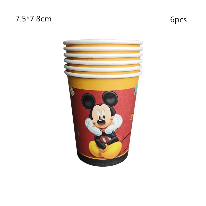 

6pcs/lot Mickey Mouse Paper Cup Plate Disposable Tableware For Kids Birthday Party Wedding Food Grade Party Supplies