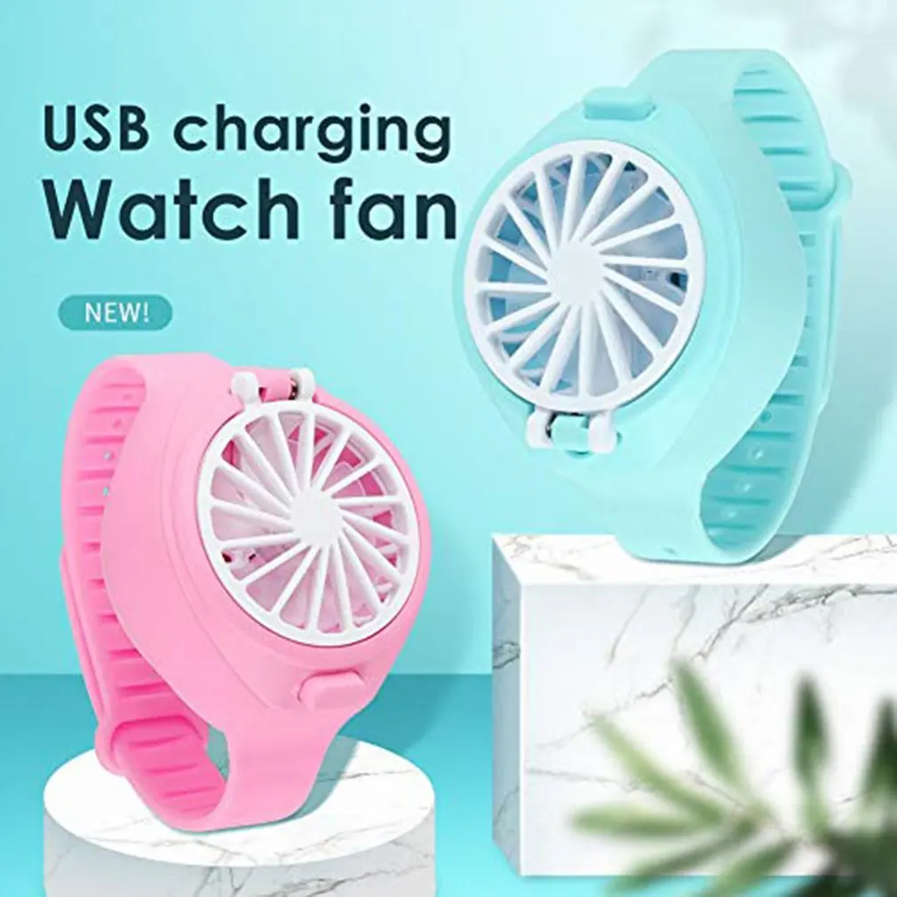 

USB Portable Mute Small Fan Watch Mini Fan Handheld Ventiladors Rechargeable Handy Air Cooling Fan For Outdoor Home