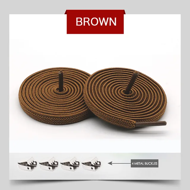 Elastic Shoelaces No Tie Shoe laces Outdoor Leisure Sneakers Quick Safety Flat Shoe lace Kids And Adult Unisex Lazy laces 1 Pair Brown