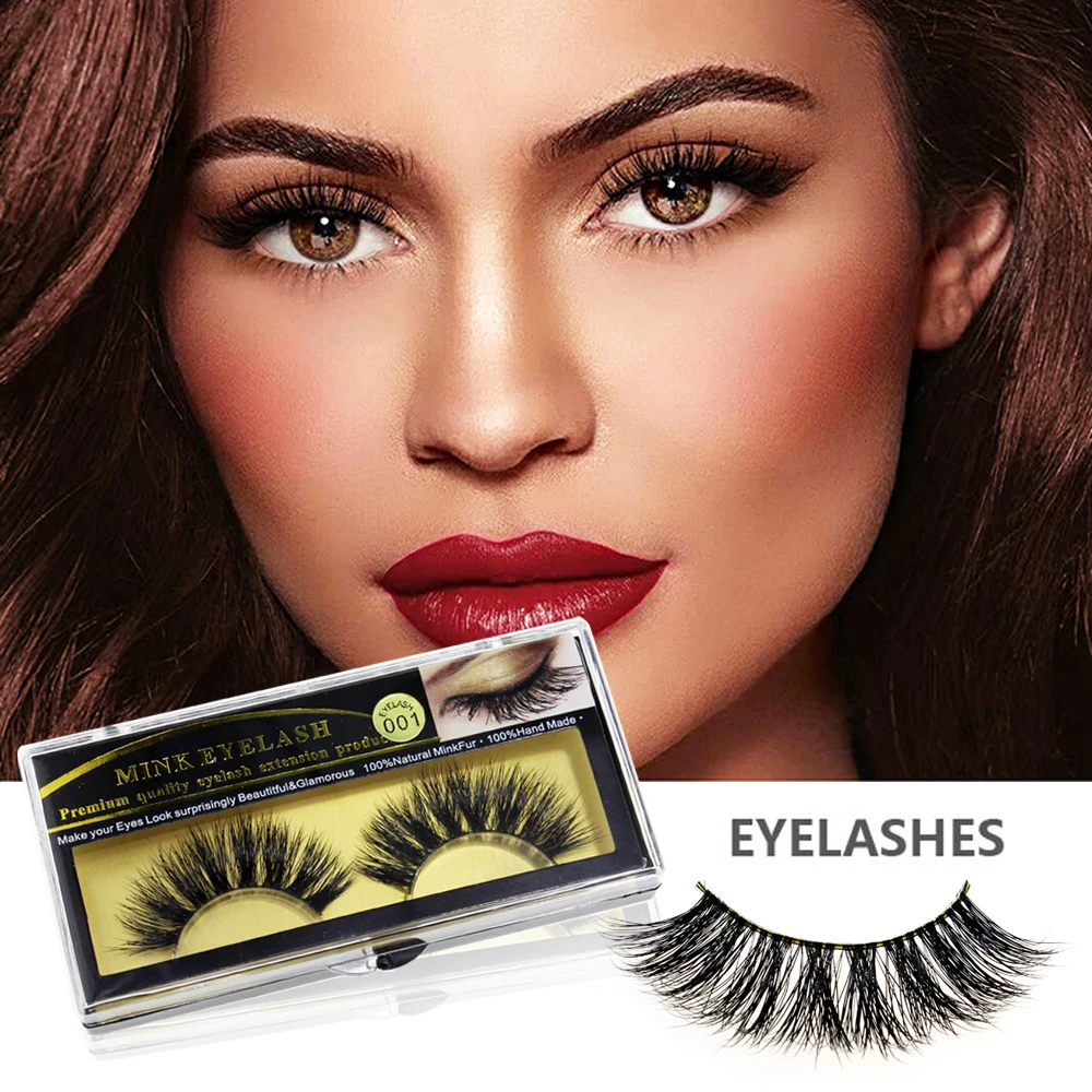 

1 Pair 3D 100%Mink Eyelashes Fluffy Dramatic Eyelashes Makeup Wispy Mink Lashes Natural Long False Eyelashes Thick Fake Lashes