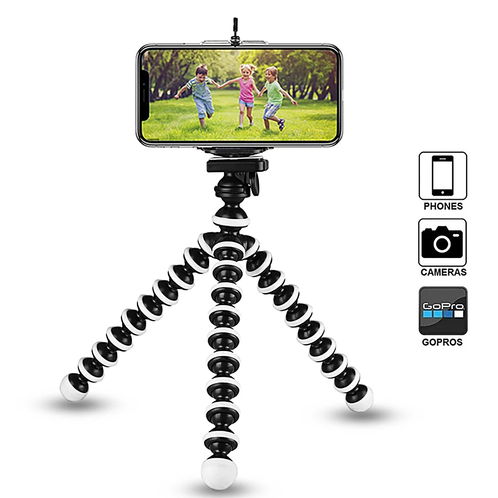 휴대용 플렉서블 삼각대 스탠드, 스마트폰, Dslr 카메라용, 유연한 휴대폰 홀더, 책상, 미니 삼각대 및 클립 포함