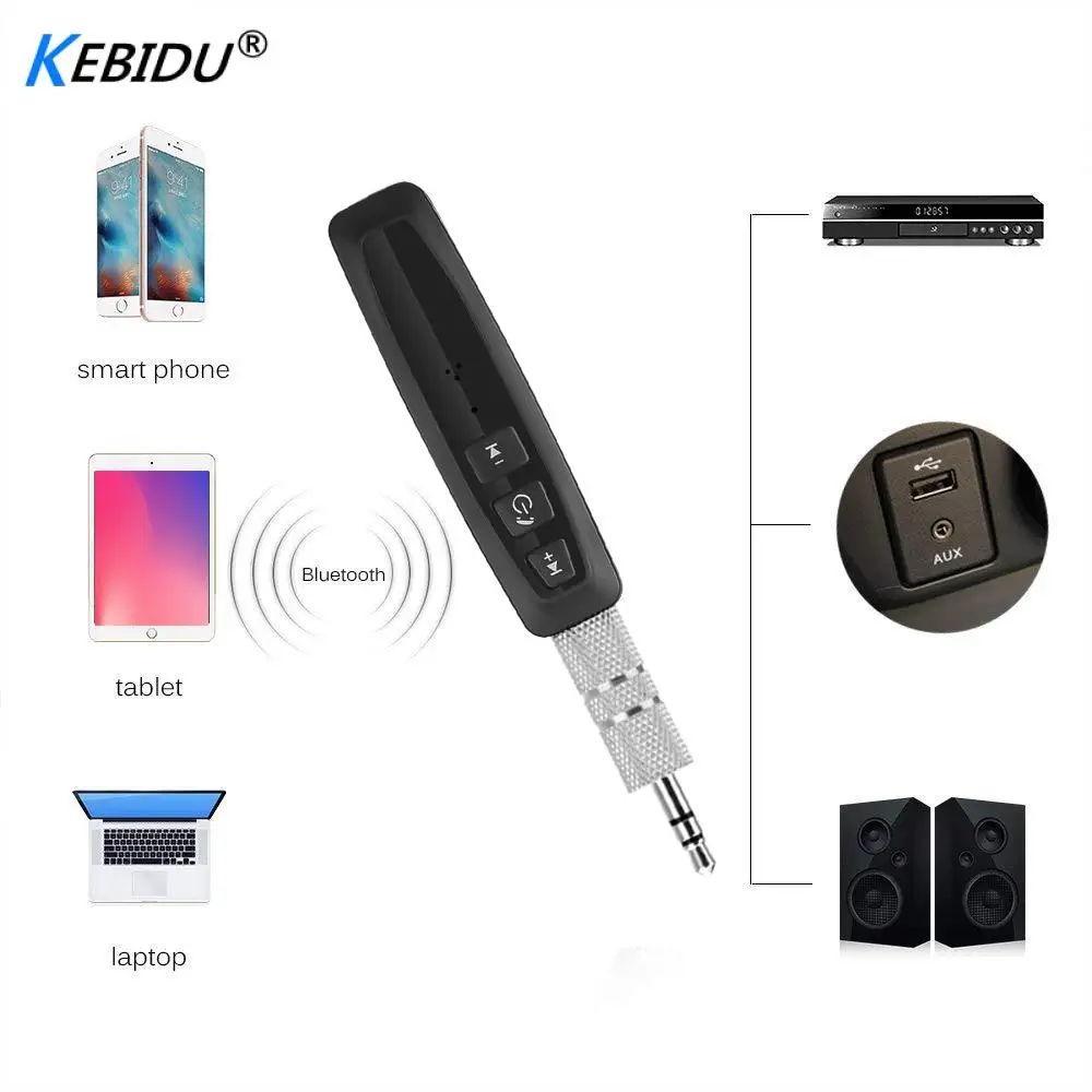 Kebidu Мини Автомобильный Bluetooth 4,1 приемник для гарнитуры беспроводной адаптер Поддержка TF карты AUX 3,5 мм разъем Музыка MP3 аудио кнопка