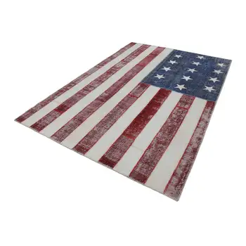 

203x300 Cm Usa Handmade Flag Patchwork Rug-7x10 Ft