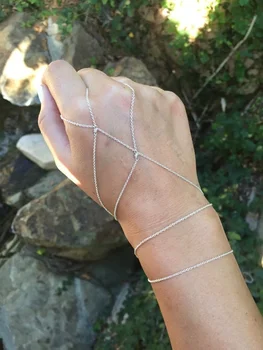 

Asymmetrical Hekate handlet Gold Filled Hand Chain Slave Bracelet