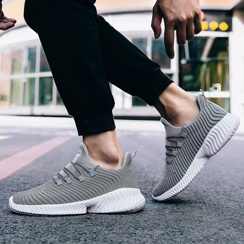 

Alpha Dad Shoes Male STUDENT'S Flying Woven Shoes Lightweight Breathable Sports Running Shoes Casual White Shoes Trend MEN'S SHO