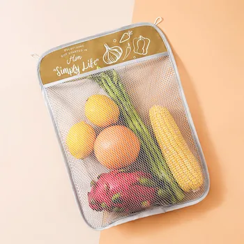 

3pcs/set Reusable Wall Hanging Ginger Tomatoes With Hooks Washable Large Capacity Vegetable Fruit Mesh Storage Bags Kitchen