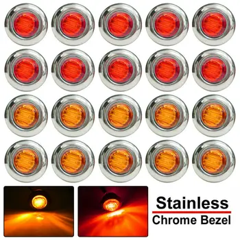 

LED Marker Light For Truck Trailer 20X 3/4" Amber Red Round Side Marker Light