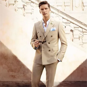 

New Men’s Suit Smolking Noivo Terno Slim Fit Easculino Evening Suits For Men Champagne Tuxedo Blazer Men suit(Jacket+Pants)