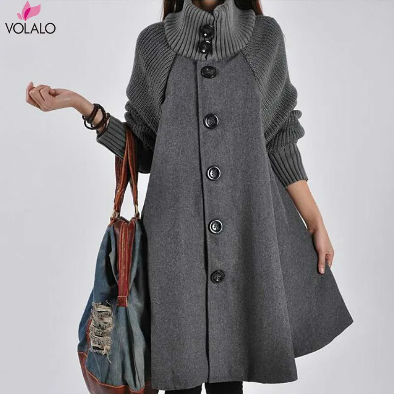 Chaqueta larga para mujer, abrigo de capa cortavientos, abrigo de lana holgado para invierno, abrigo de otoño, capa Hiver, cálido, 2020