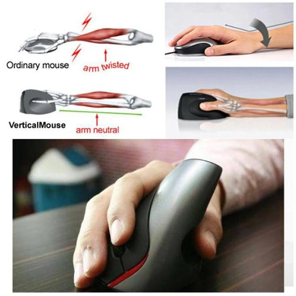 Vertical Wireless Ergonomic Rechargeable Computer Mouse Usb Optical 3d PC Mause 2.4Ghz 1600 DPI Gaming Mice For Laptop Macbook