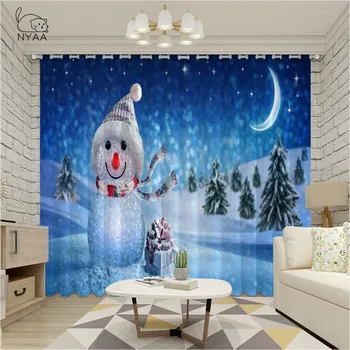 

Nyaa Cartoon Christmas Snowman Curtains Room For Balcony Curtains In The Bedroom Home Interior Decoration Curtain Micro-Shading