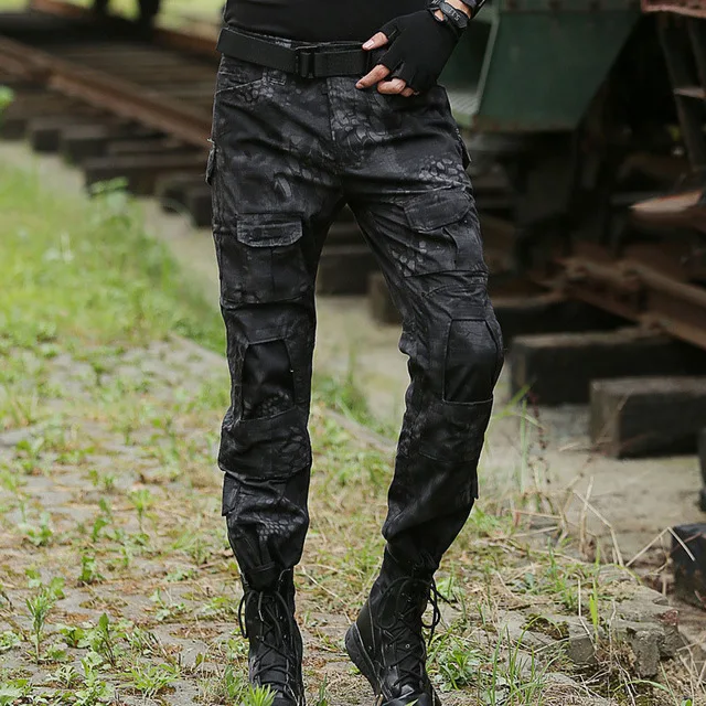 Without knee pads Тактические штаны, военные брюки-карго, мужские наколенники, армейская страйкбольная камуфляжная одежда, охотничьи полевые боевые брюки, панталоны - Цвет: Without knee pads