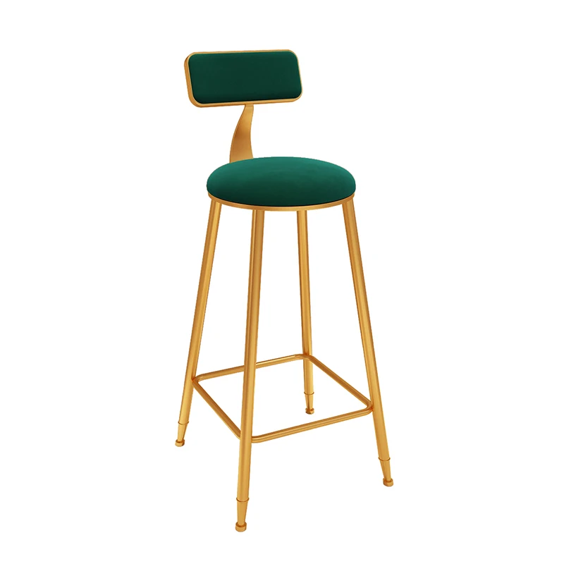 European Light Luxury Bar Chair Simple Net Red Customized Bar Stool Front Coffee Restaurant Leisure Back High Stool - Цвет: Green 75cm