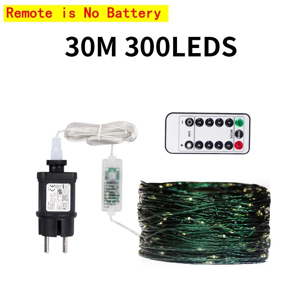 thumbnail image 1 of 100M LED String Lights Fairy Green Wire Outdoor Christmas Lights Tree Garland For New Year Street Home Party Wedding Decoration, 1 of 5