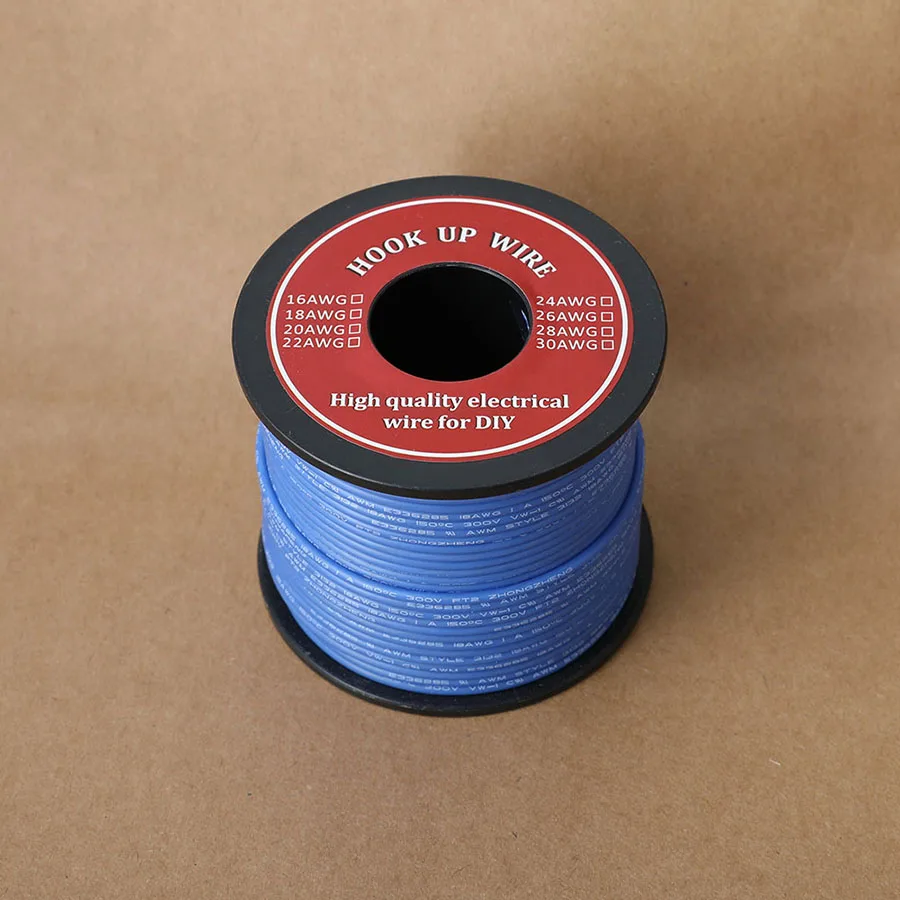 30m/ roll Hook-up Stranded Wire 26 AWG UL3239 Flexible Silicone Wire Rubber Insulated Tinned Copper 3000V  electronic wire