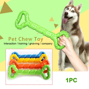 

For Aggressive Dog Chew Toy Gift Interactive Puppy Molar Durable Teeth Cleaning Bone Shape Pet Supplies Bite Resistant Soft TPR