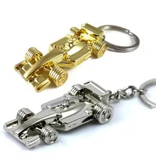 Men Metal Keychain Pendant Customizable Logo Creative F1 All-Wheel Race Car Key Chain Business Gift