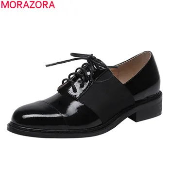 

MORAZORA 2020 Autumn simple women shoes genuine leather black color comfortable casual shoes low heel round toe women pumps