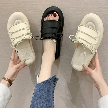 

Shoes Woman 2020 Med House Slippers Platform Slipers Women Luxury Slides Flat New Designer Summer Fashion Rubber PU House