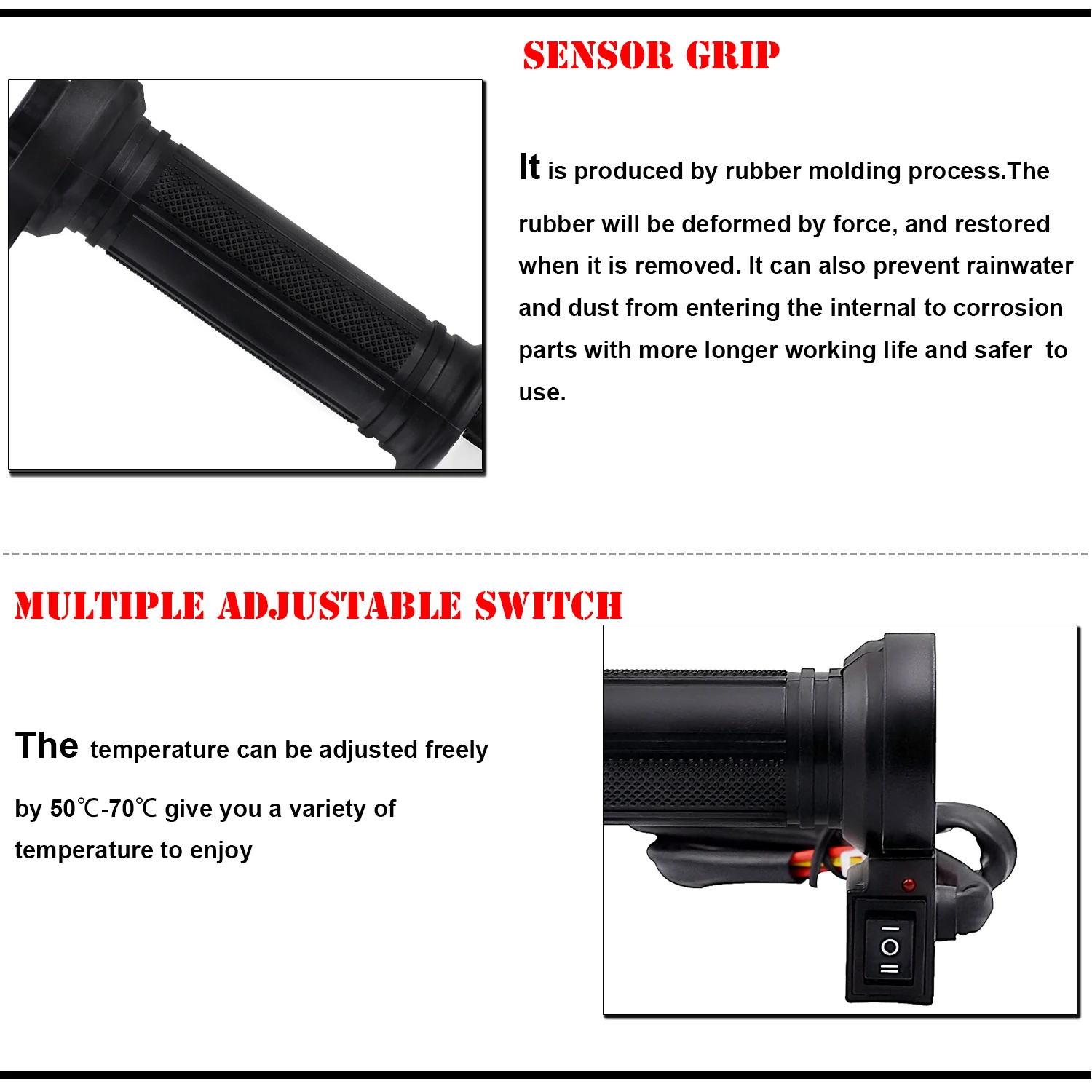 Hot Selling 2.2MM 7/8'' 12V Motorcycle Heated Grips Electric Motorbike Handlebar Heated Grips