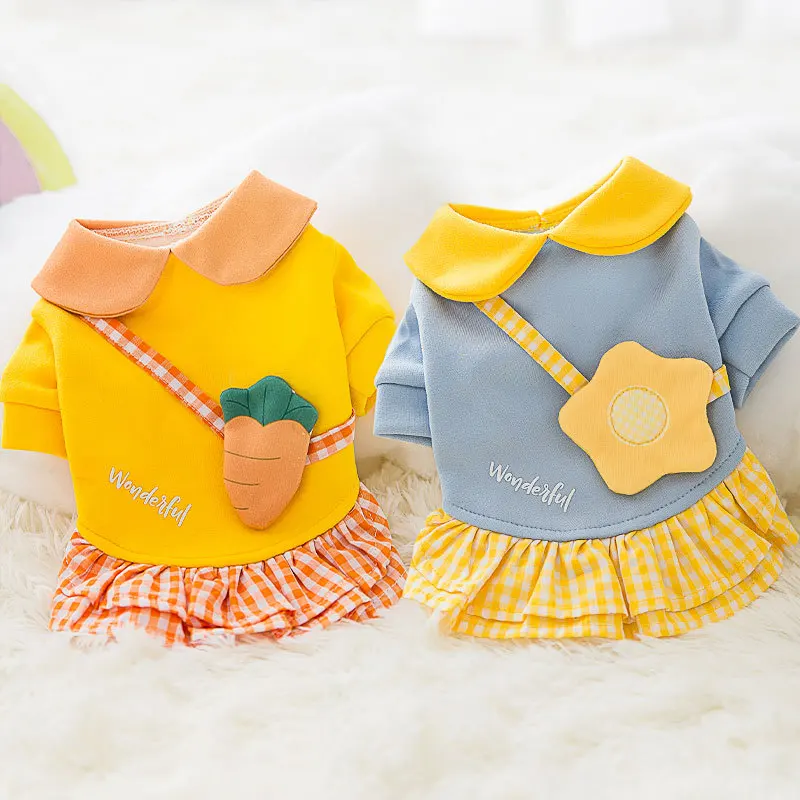 

Pet clothes dog clothes cat clothes small and medium type cats and dogs autumn and winter fresh and cute backpack dress