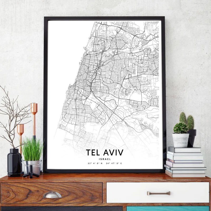 Tel-Aviv-Map-Print-Israel-City-Street-Road-Map-Black-White-Canvas-Poster-Black-White-Wall (3)