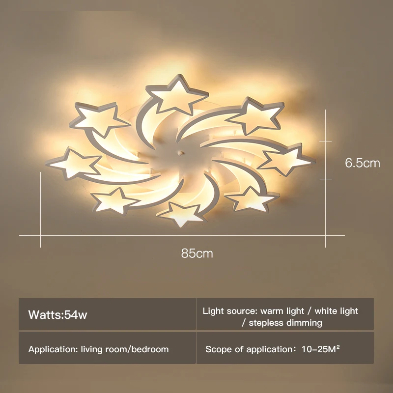 Modern Led Chandeliers For Living Room Kid's Bedroom Art Decor Home Indoor White Star Ceiling Lamps With Remote Control Lights globe chandelier Chandeliers