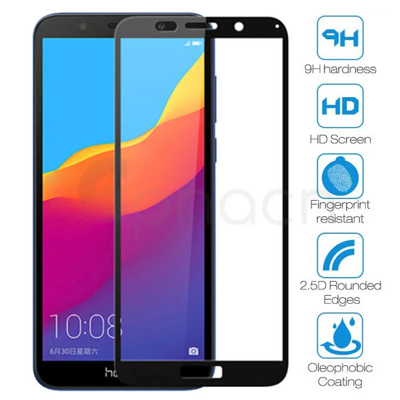 Protector de pantalla de vidrio templado 9D para móvil, película protectora para Huawei Honor 7A 7C 7X 7S, Honor 8 Lite 8X 8A 8C 9X