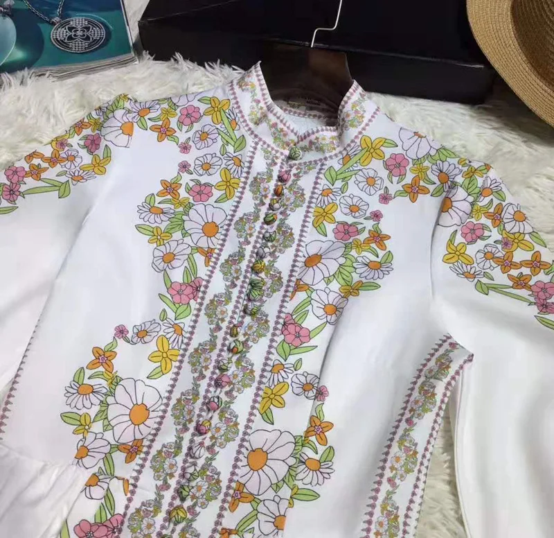 MoaaYina, модное дизайнерское платье, весна-осень, женское платье, рукав-фонарик, цветочный принт, пуговицы, тонкие платья для отпуска