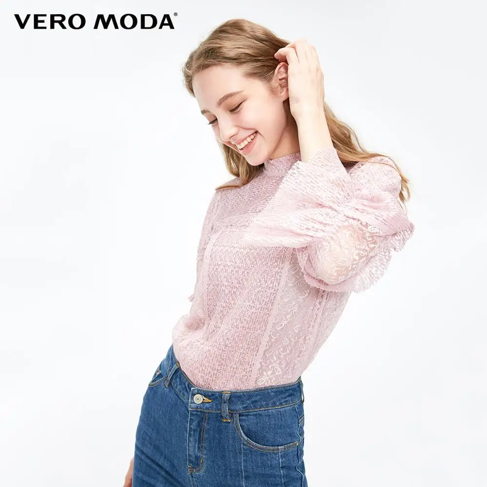 Vero Moda Новое поступление прозрачные кружевные топы с оборками | 318430515