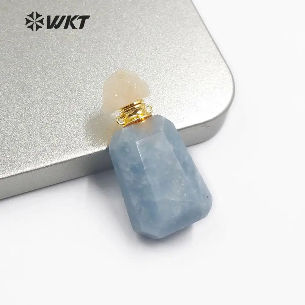 WT-P1483 WKT! Подвеска в виде бутылочки парфюма из натурального камня с золотой Гальванизированный двойной кулоны на обруче латунный аксессуар кулон - Окраска металла: a