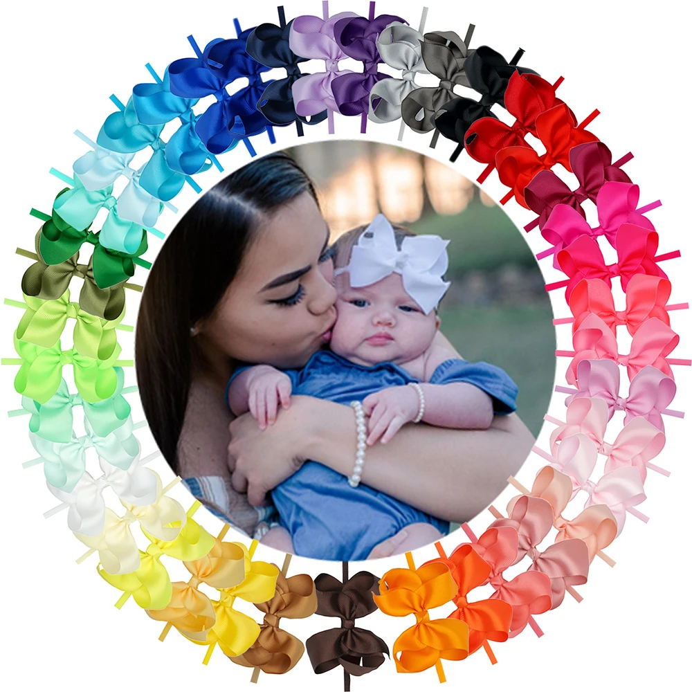 40 Colors Baby Hair Bows Toddlers Kids Headband 4.5 Inches Grosgrain Ribbon Hair Band for Newborns Young Children Hair Accessory 6 pcs adhesive newborn umbilical cord toddler baby products for newborns cotton infant navel binders