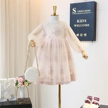 5400 кружевное платье принцессы с вышивкой для маленьких девочек г. Весенние вечерние платья для девочек на свадьбу, пасхальный день,, детская одежда