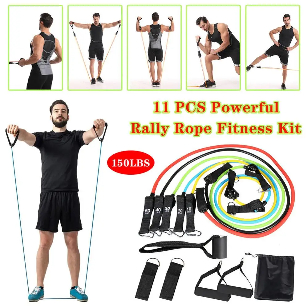 

11 Pcs/Set Latex Resistance Bands Crossfit Training Exercise Yoga Tubes Pull Rope,Rubber Expander Elastic Bands Fitness with Bag