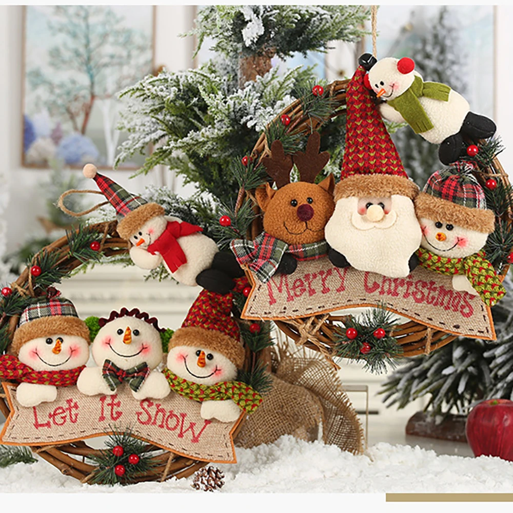 Elks Holiday Christmas Fair 2022 2022 New Year Christmas Wreath Rattan Garland Snowman Elk Vine Ring Pendant  Christmas Decoration Ornaments For Home Window Door|Pendant & Drop  Ornaments| - Aliexpress
