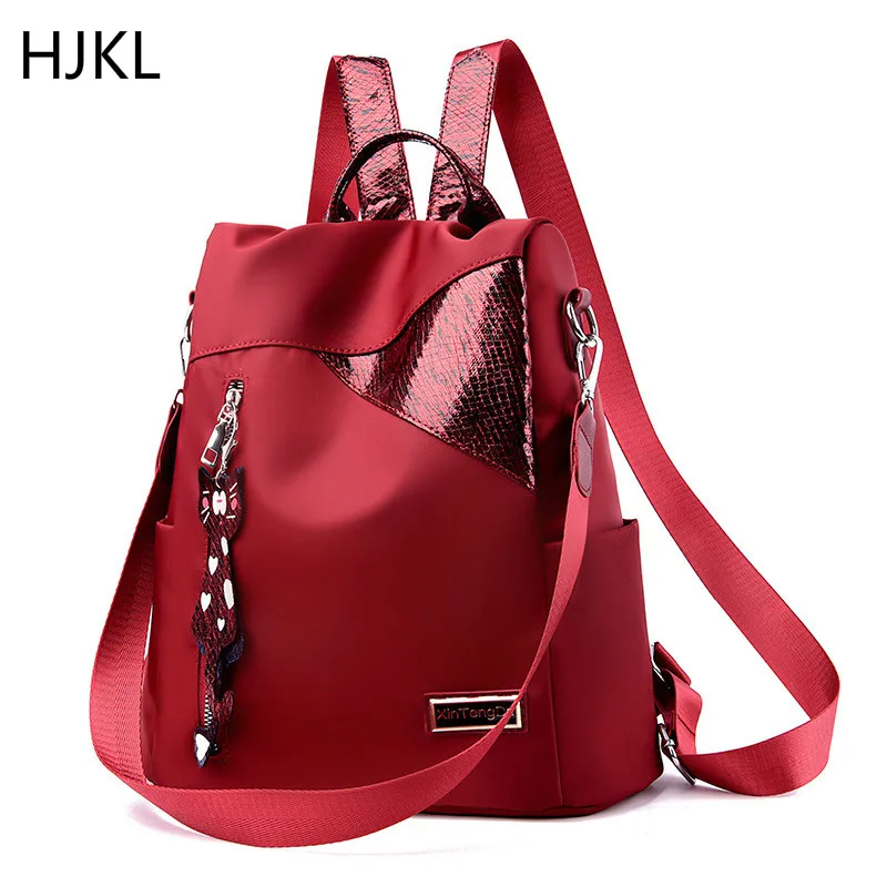 

Lady Backpack Solid Color Fashion Simple Style Anti-theft Oxford Cloth Tarpaulin Stitching Sequins Girl Juvenile Schoolbag Purse