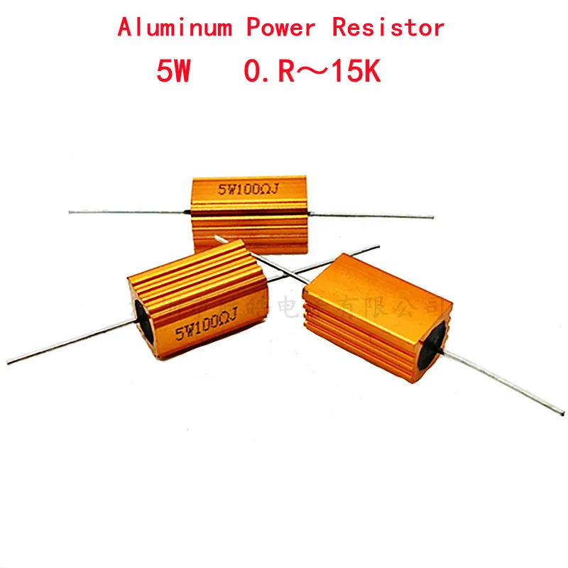 2PCS 5W RX24 Aluminum Power Metal Shell Case Wirewound Resistor 0.1 ~ 15K 0.5 1 2 5 6 8 10 20 50 100 120 200 300 1K 5K 10K ohm