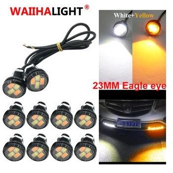 

10Pcs Dual Color 23mm LED DRL Eagle Eye Bulbs Daytime Runing lights Warning Foglight With Turning Signal light SMD 12V