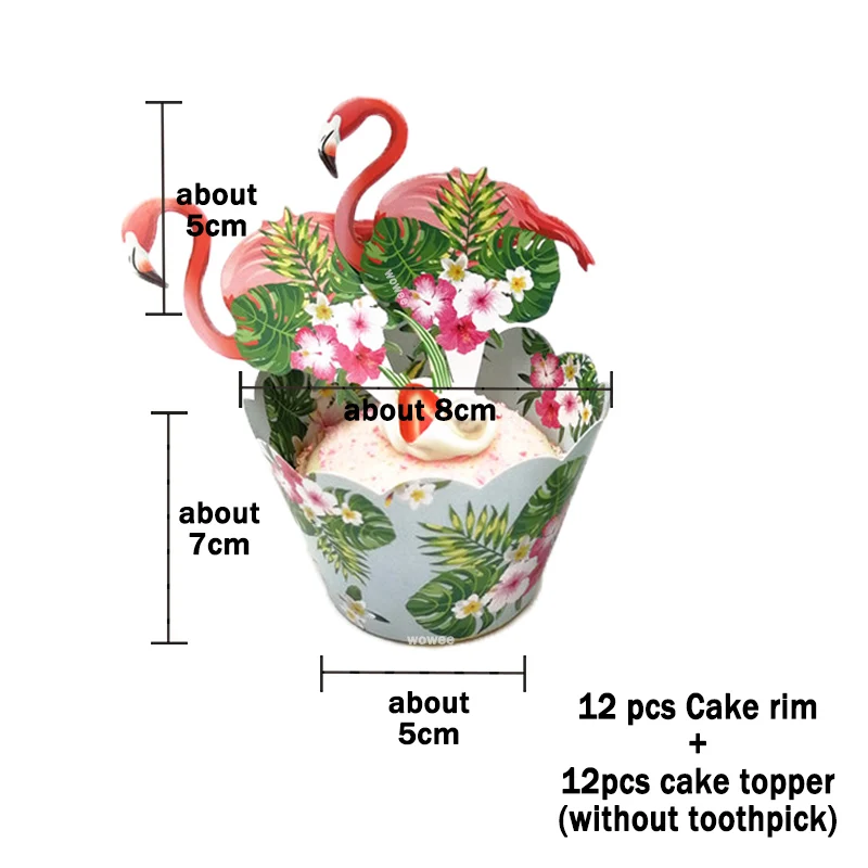 12Rim 12CakeTopper 6 шт./компл. бумага с Фламинго шляпа Happy День рождения украшения милый ребенок мультфильм шаблон Шапки мероприятие по случаю Дня рождения детский праздничный костюм поставки - Цвет: 12Rim 12CakeTopper