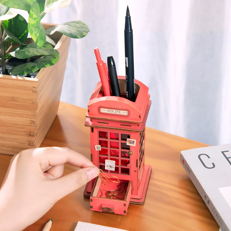 Robotime 5 видов DIY 3D деревянная игра-головоломка подарок и держатель ручки и коробка для хранения для детей друг Популярная игрушка TG11