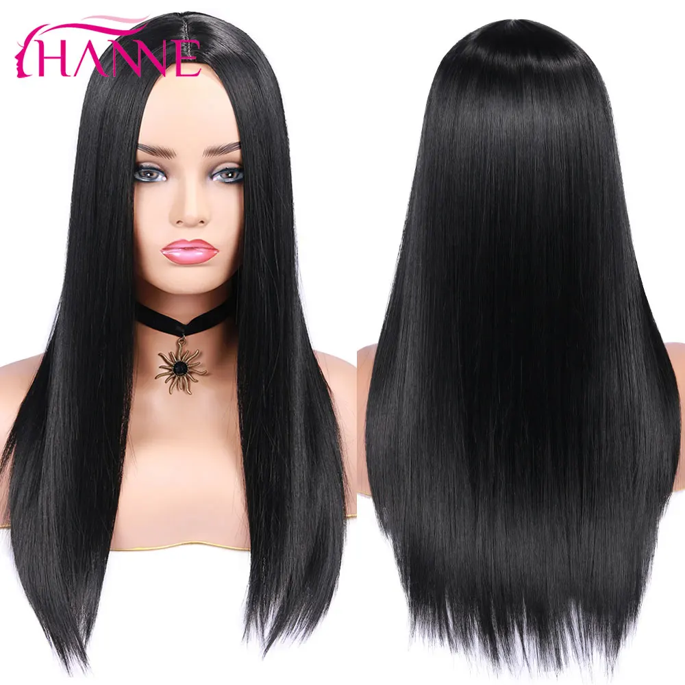 Synthetic Wigs Cosplay White HANNE Black Natural Women Middle-Part Straight Long 