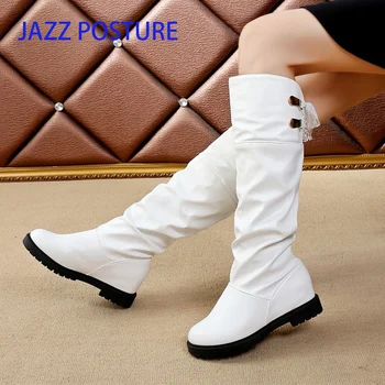 

Female Knee High Boots Women leather Comfortable Winter Boots Women Long Boots Black white Knee Boots 2020 Shoes z395