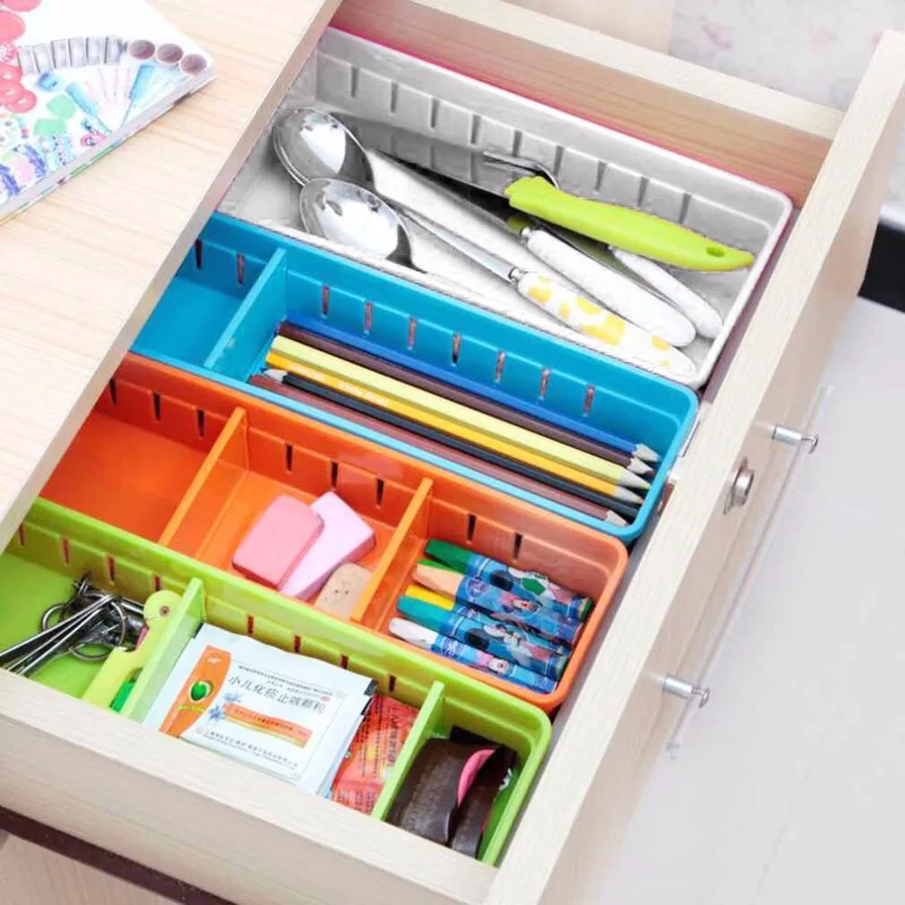 Creative Design Adjustable Drawer Storage Box Organizer Home Kitchen Divider Bin 