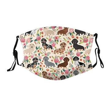 

Cute Dog Cartoon Print Fabric Face Mask Pm2.5 Reusable Washable Mouth Mask Unisex Face Masks Dustproof Windproof Mouth-muffle